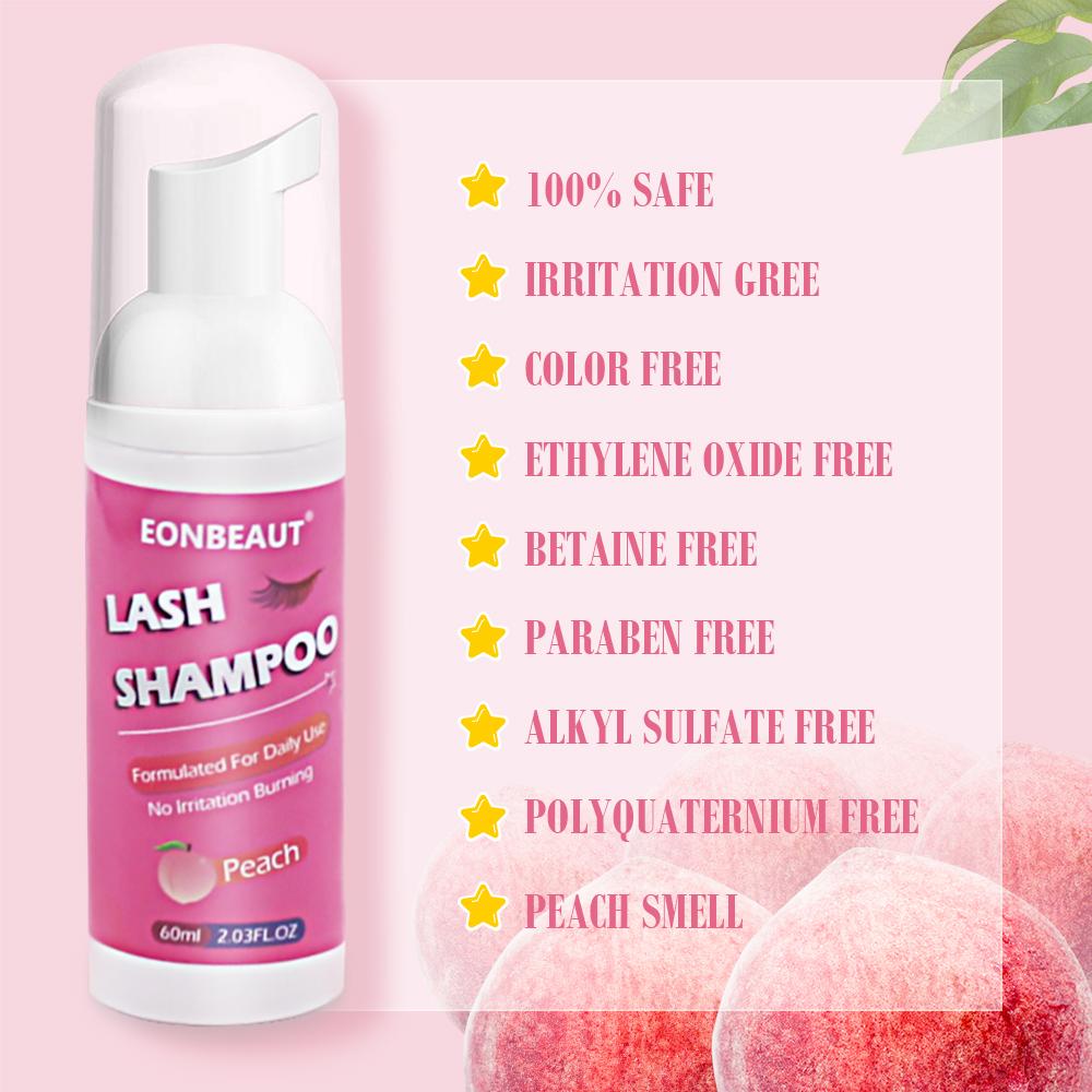 eonbeaut 60 ml gene piersică șampon perie pentru ochi spumă de curățare instrumente de machiaj pentru îndepărtarea lipiciului accesorii de extensie