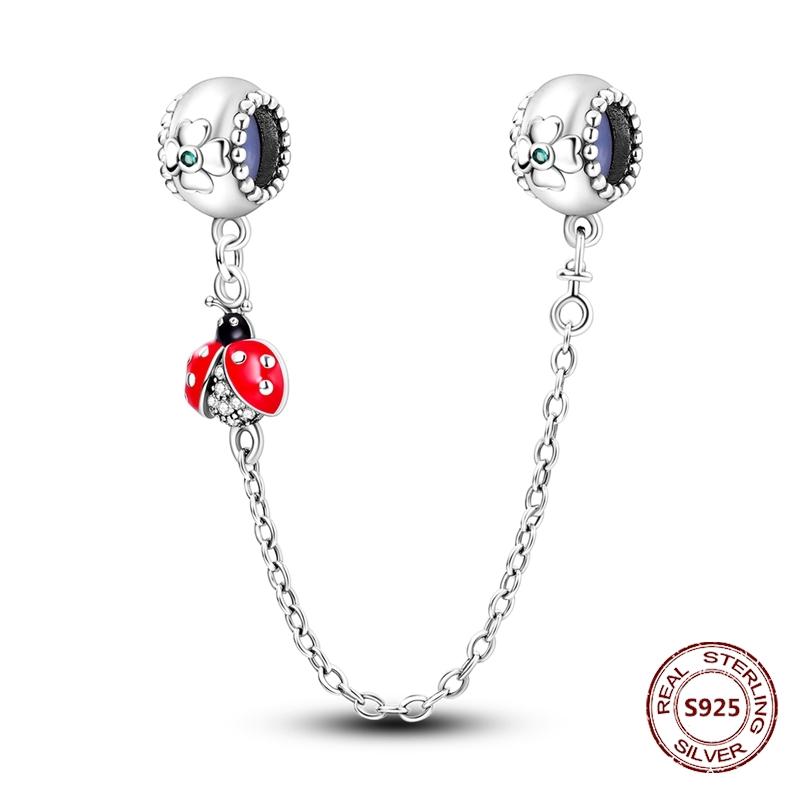 Butterfly Charm copper Authentic Pink Blue Zircon Fly Butterflies Safety Chain Clip Charm Bead Charms Compatible With Bracelets Do It Yourself Jewelle