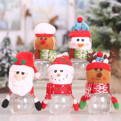 Christmas Candy Plastic Jars Clear Candy Jars Box Containers with Cute Doll Lid Food Storage Container Christmas Decoration for Holiday Gifts