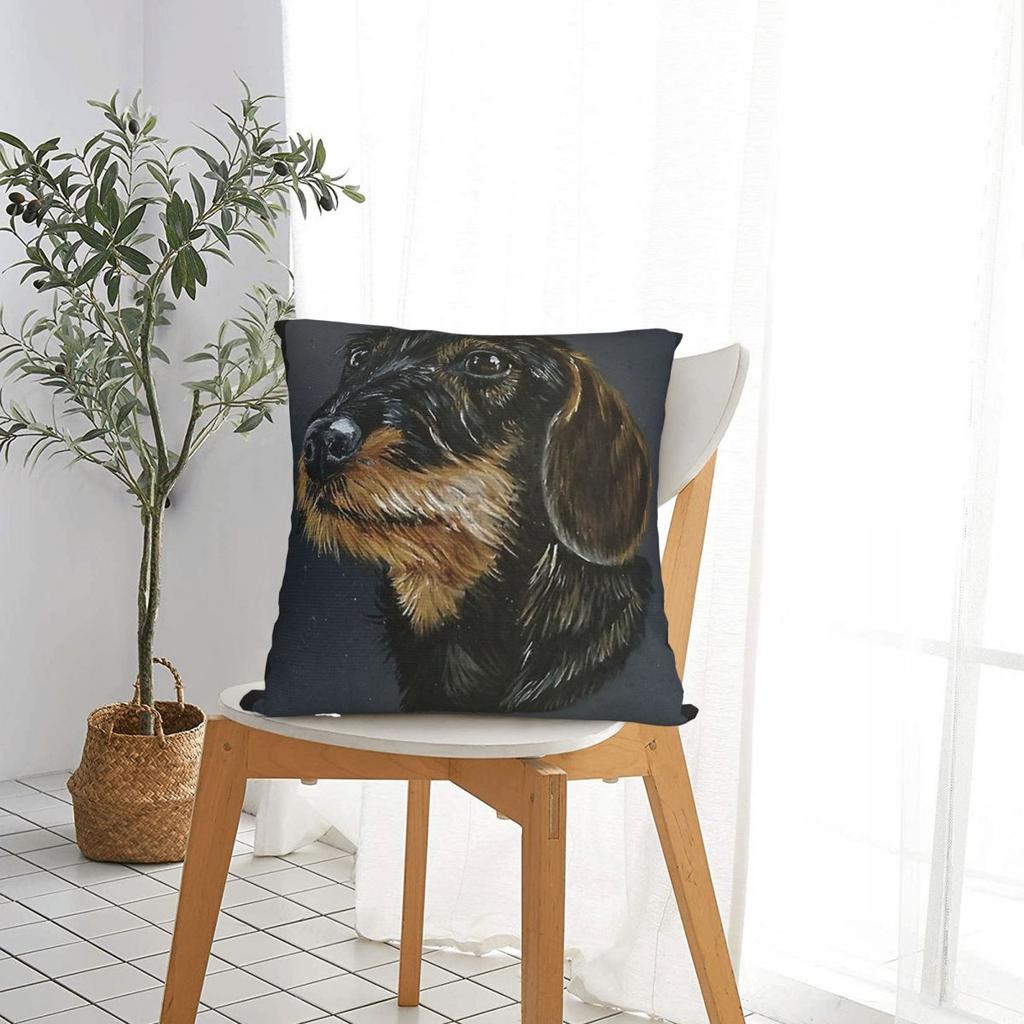 Dachshund With Hard Bristles Pillow Cases Sausage Dog Lover Cushion Covers Decorative Throw Pillow Case Cover for Sofa 45x45cm