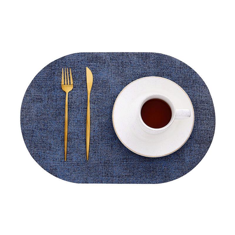 INS Fabric Pattern PU Faux Leather Placemats Waterproof Oilproof Heat Insulation Pad Dining Table Kitchen Counter Mats Pads