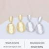 S925 Silver Needle Gold-Plated Geometric Hammered Oval Stud Earrings - European & American Style