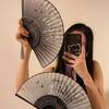 Portable Black Bamboo Folding Fan for Hanfu and Dance