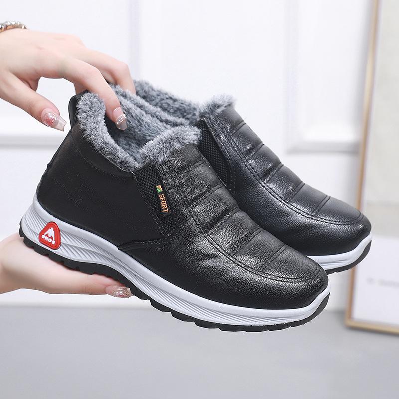 

Зимние новые парные кожаные хлопковые туфли с утолщенной подошвой, водонепроницаемые хлопковые ботинки для папы, женские туфли, мужские и женские зимние ботинки 45