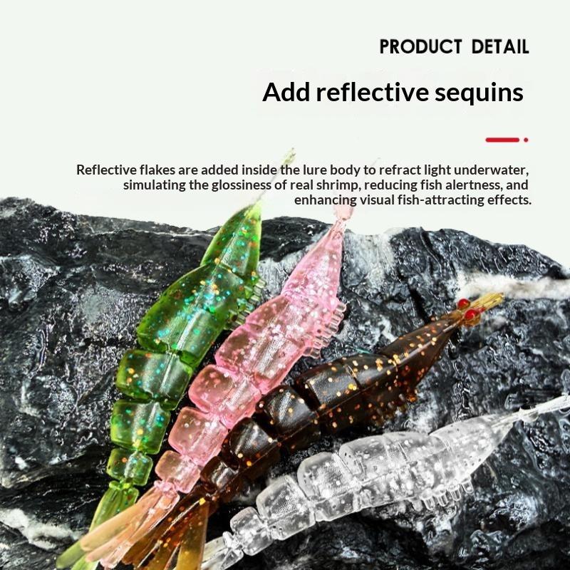 20Pcs Multi-Jointed Shrimp Bait Mini Soft Shrimp Fishing Lure 45/60Mm Artificial Baits Bass Silicone Fishing Tackle