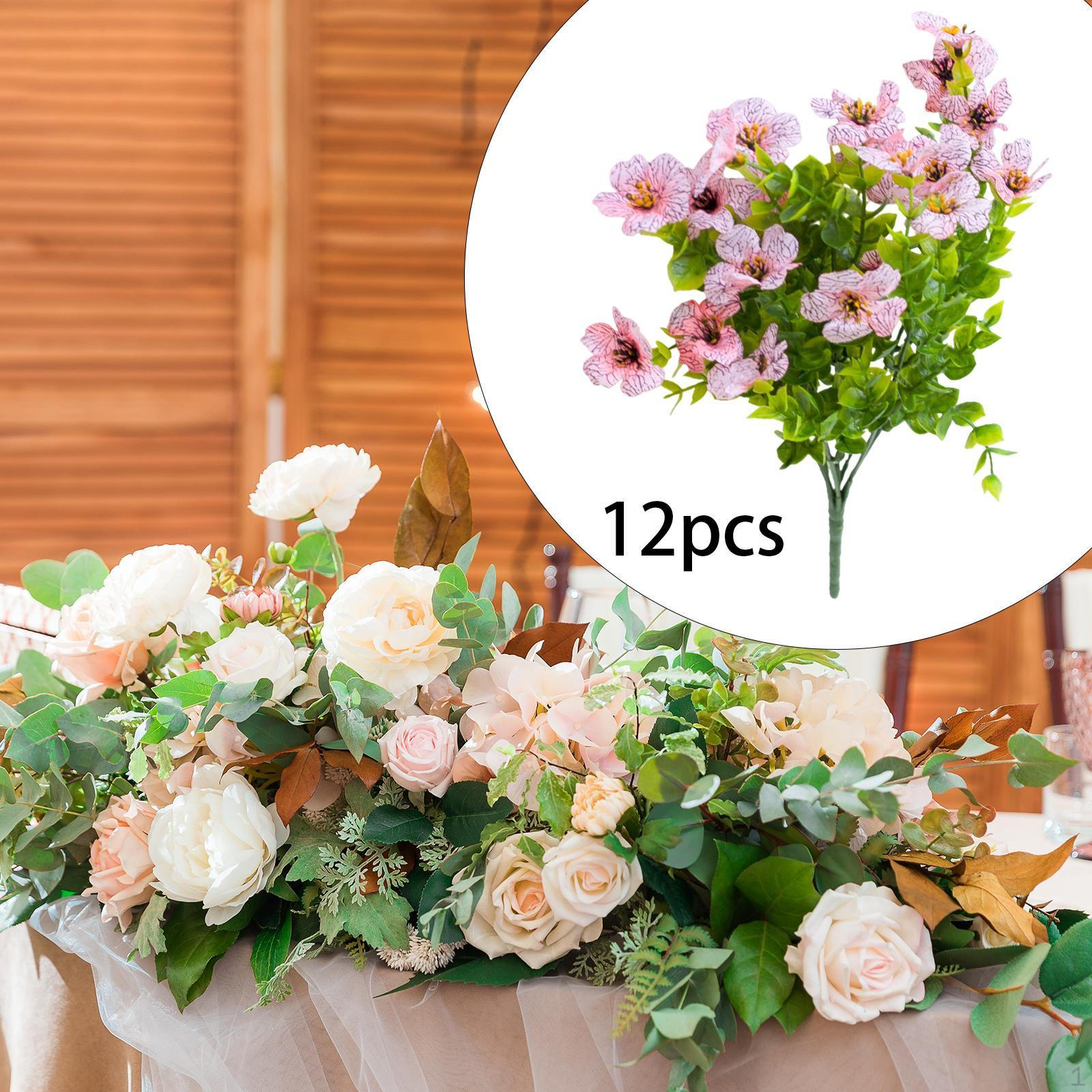 

12 штук искусственных цветов из искусственного реалистичного шелка для крыльца патио розовый