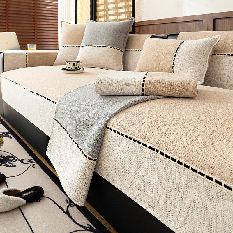Four Seasons Universal Cream Style  New Modern Light Luxury Non-Slip Sofa Backrest Cover Towel Chenille Sofa Cushion