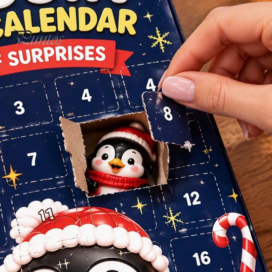 Festive Desk Decor 2026 Animal Advent Calendar with 24 Penguin Figures, Christmas Countdown Set Holiday Toys for Kids Adults, Decorative Theme