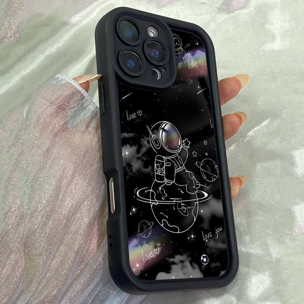 JT201 Cute Astronaut Space Moon for iPhone 17 16 15 14 Pro Max Samsung S26 S25 Ultra A17 A16 A07 A56 Xiaomi 15T Redmi 15c 14C Note 13 Soft TPU Case