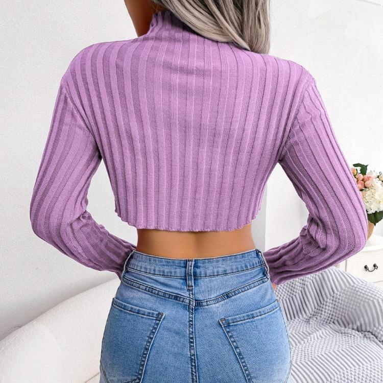 Sexy Women Asymmetrical Knit Sweater Long Sleeve Half High Collar Undercoat Autumn Winter