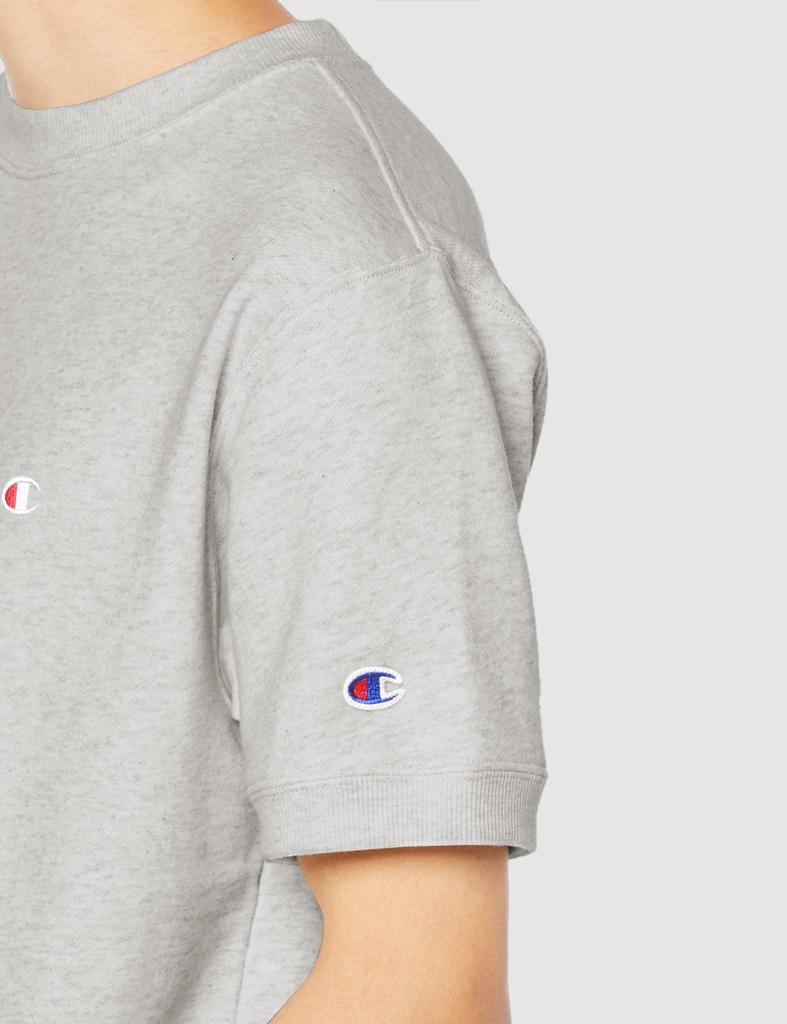 Champion Short Sleeve Crew Neck Oxford Size Made with Cotton USA Fleece and Men's Sweatshirt, Basic, Gray, XS, C3-X013, One-Point Logo.