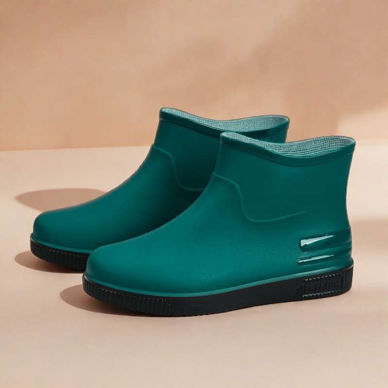 Fashion rain shoes water shoes women's adult warm waterproof non-slip velvet kitchen short rubber shoes rain boots cover shoes water boots