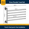 Rotatable Gold Foldable Copper Towel Rack - Punch-Free Multi-Bar for Bathroom