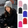 Personalized Punk Hat Colorful Rhinestone Knitted Hat Faux Pearl Safety Pin Knit Windproof Bling Winter Warm Hip Hop Cap for Women Street Fashion
