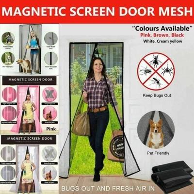 Mosquito Net - MKK - H210 Cm X W100 Cm - Black Polyester - Magnetic Fixing - Door