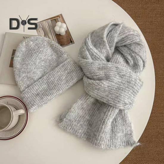 2 szt./zestaw czapka szalik zestaw termiczny podszyty dwuwarstwowa konstrukcja dzianinowy długi szalik zestaw czapek unisex zimowe ubrania sportowe na świeżym powietrzu