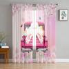 Easter Truck Bunny Butterfly Cherry Blossom Curtains Living Room Voile Curtain Bedroom Tulle Window Drapes Sheer Made Of Polyester Sitting Decor