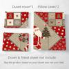 Christmas Duvet Cover Set Santa Claus with Tree 100% Polyester Fiber Duvet Cover Ultra Soft Brushed Bedding for Bedroom Hotel Dormitory