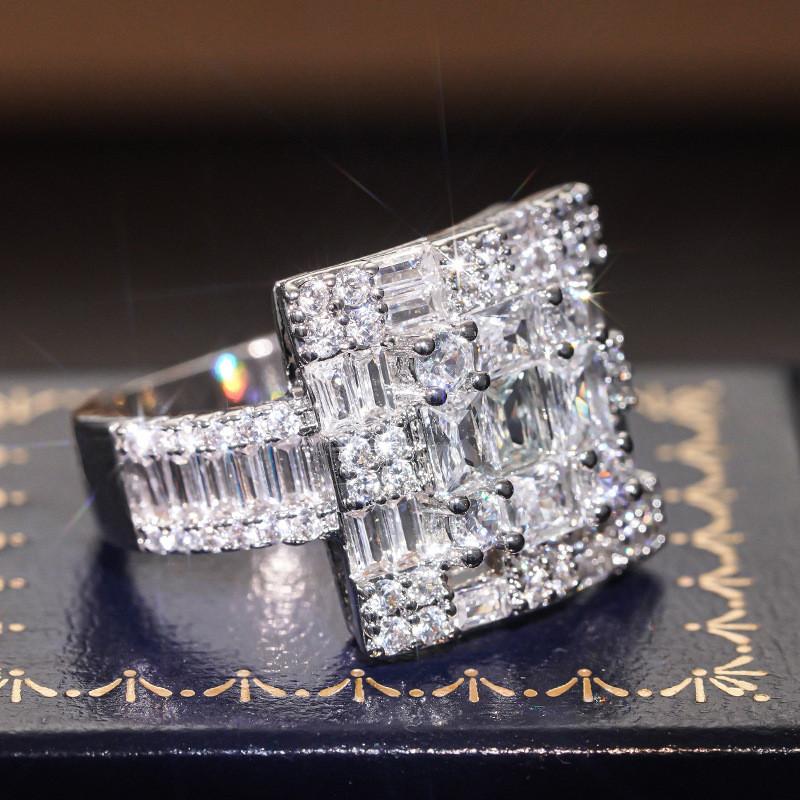 CopperWomen Rings Inlaid Full Shiny Cubic Zirconia for Wedding Party Engagement Luxury Accessories Jewelry