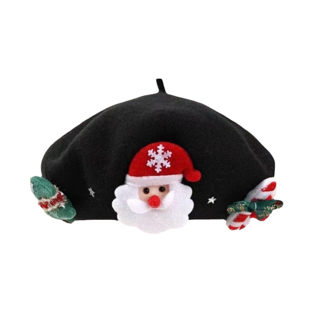 Red Green Color Christmas Beret Hat Wool Felt Material Wool Beret Hat For Women Girls