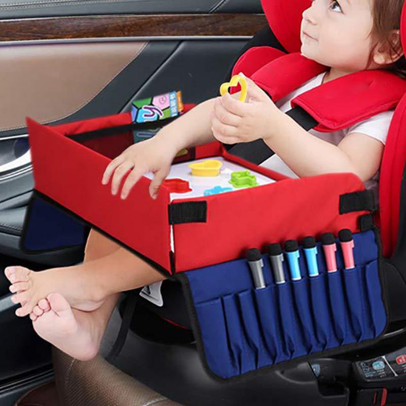Kids Travel Tray For Car Seat Snack Auto Seat Children's Tray For Travel Car Children's Drawing Board With Storage Bags For RVs