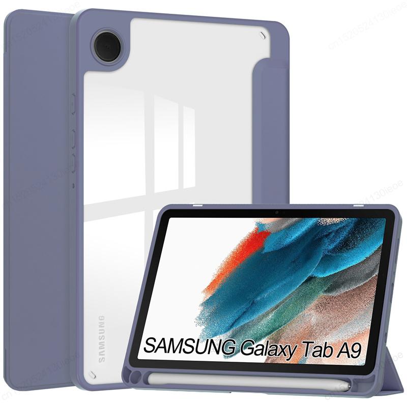 Acylic Transparent Back Tablet Cover for Samsung Galaxy Tab A9 8.7 Inch 2023 Shockproof Case S9 Plus 11" Pencil Holder Funda