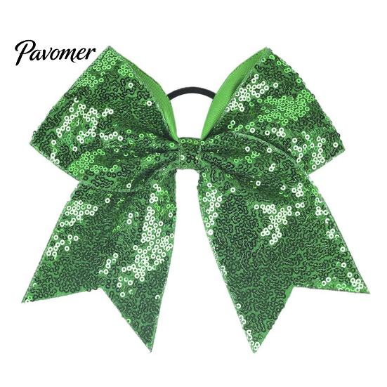 Shiny Hair Bows for Girls Sequins Bows, Elastic Tie, Large Cheerleading Stage Costume Accessories Band Ponytail Holder, Glitter Scrunchies Women Teens
