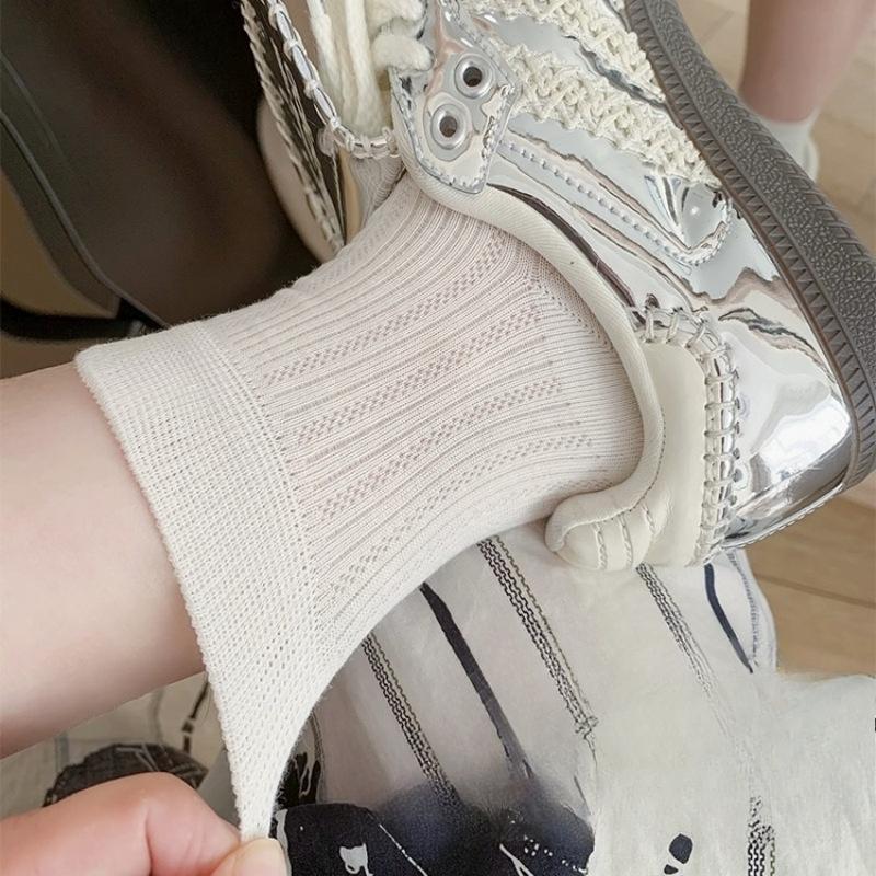 Summer Thin Perforated Mesh Socks for Women, Short Ballet-style Pure Cotton Short Socks for Women