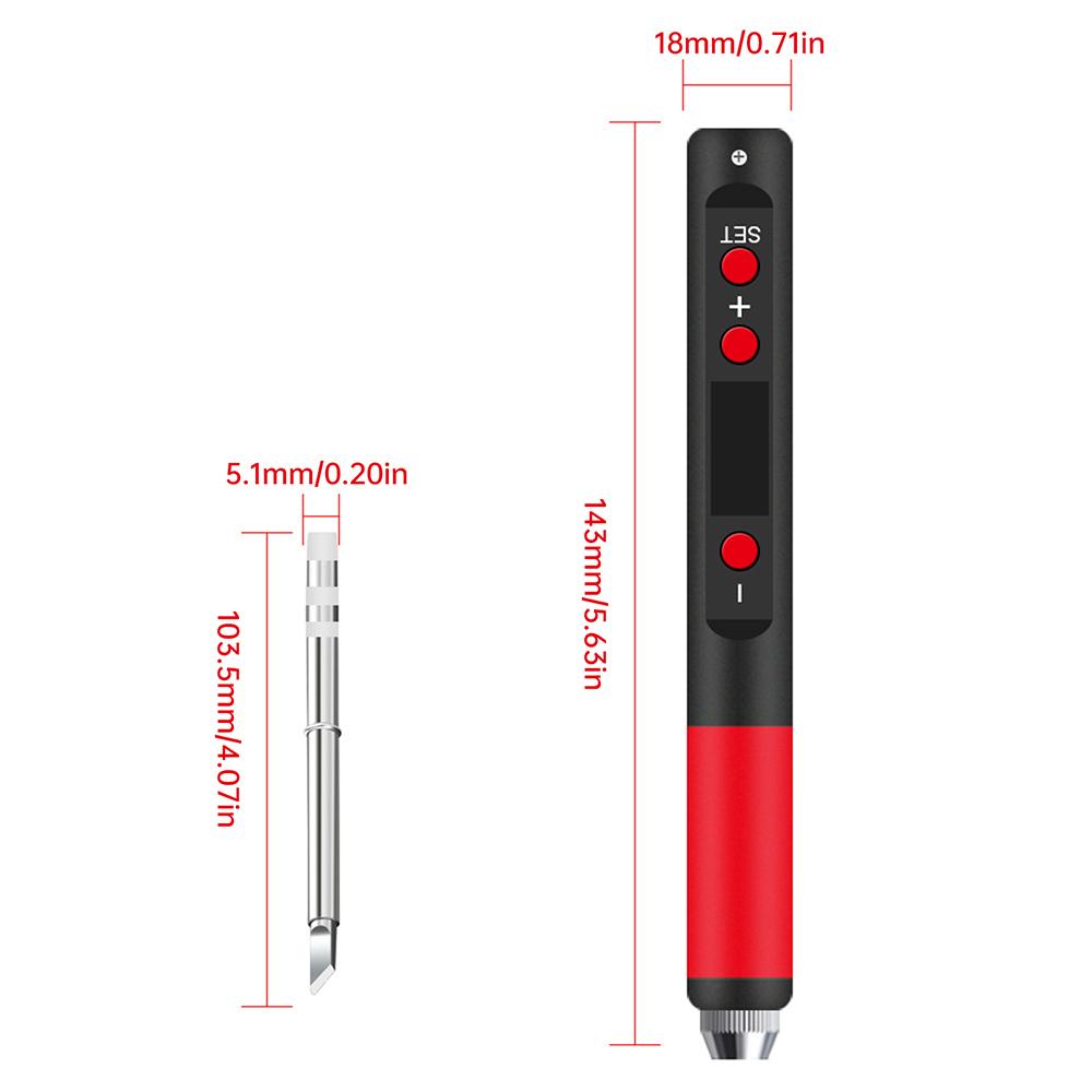 Portable Type-C Soldering Iron Kits With QC PD Fast Charging Adjustable Temperature 180-500C for Electronics Repair DIY Projects