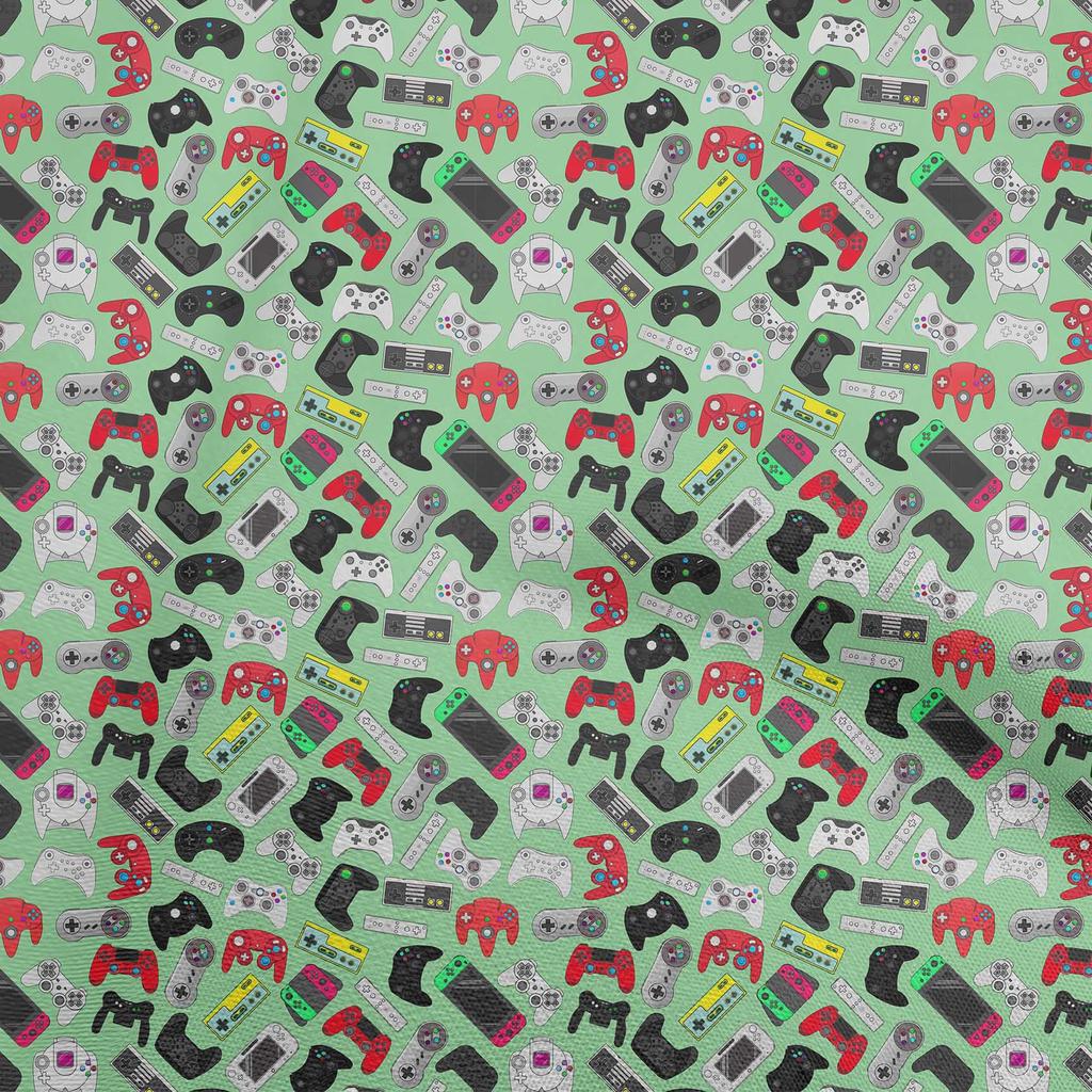 oneOone Cotton Flex Black Fabric Video Game Quilting Supplies Print Sewing Fabric By The Yard 40 Inch
