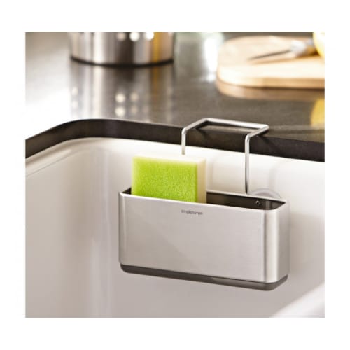 Simplehuman Slim Sink Caddy, Stainless Steel Sponge Holder with 4 Suction Cups (KT1134)