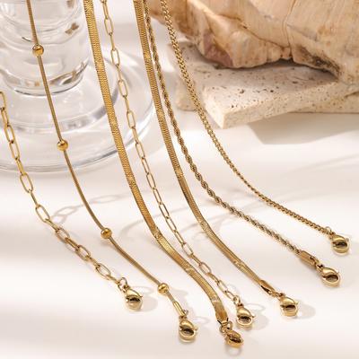 Simple Twist Chain Blade Chain Bead Chain Titanium Steel Basic Plain Chain Jewelry Stainless Steel Necklace
