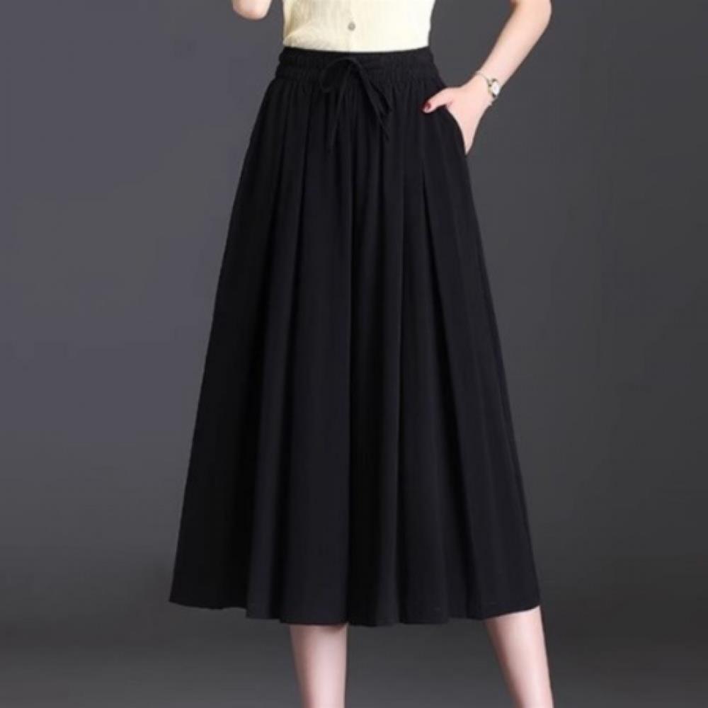 New Arrivals Open Run Women High Waist 7 8 Wide Skirt Pants