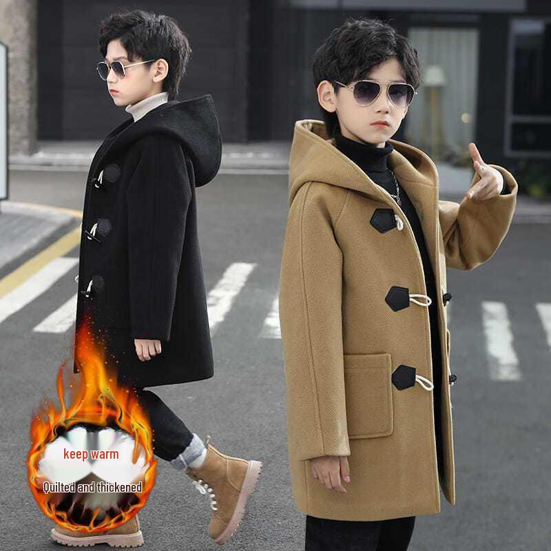 Boys' Woolen Coat 2025: New Autumn/Winter Cotton-Blend Korean Style Trendy Overcoat
