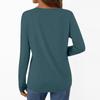Women's Casual Fashion Brushed Color Long-sleeved V-neck Top T-shirt