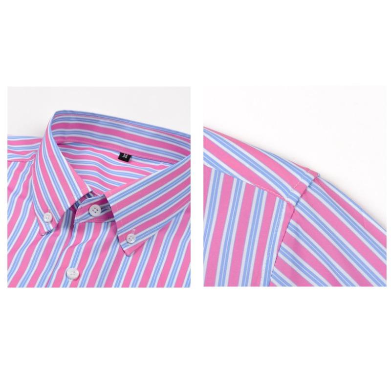 Men's High-Grade 4-Way Stretch Digital Print Striped Long Sleeve Shirt, Turn-down Collar Men Shirt Wholesale