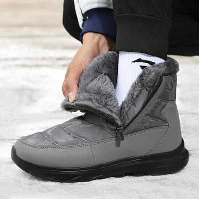 Winter große Größe Samt warm wasserdicht Seitenreißverschluss Schneestiefel Herren nördliche Baumwollstiefel hoch geschnittene große Baumwollschuhe kurze Stiefel