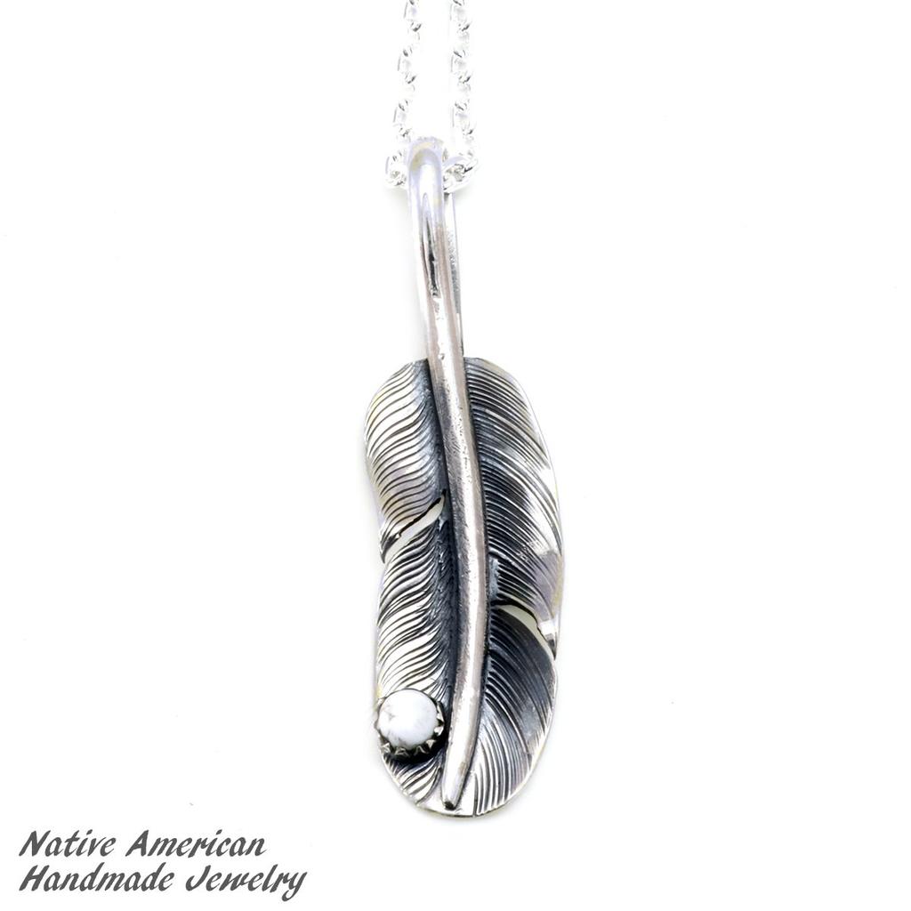 [STERLING SILVER 925] Feather Silver Necklace Pendant Chain AMTHANE-007