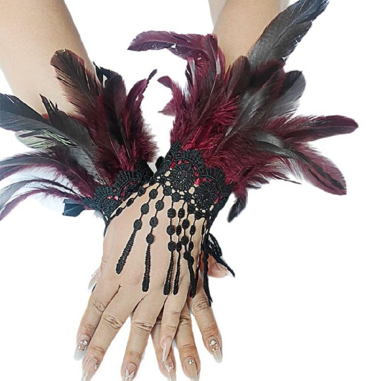 Готические кружевные перчатки Хэллоуин Аксессуар для ведьмы Удобные перчатки для ролевых игр на тематические вечеринки красный