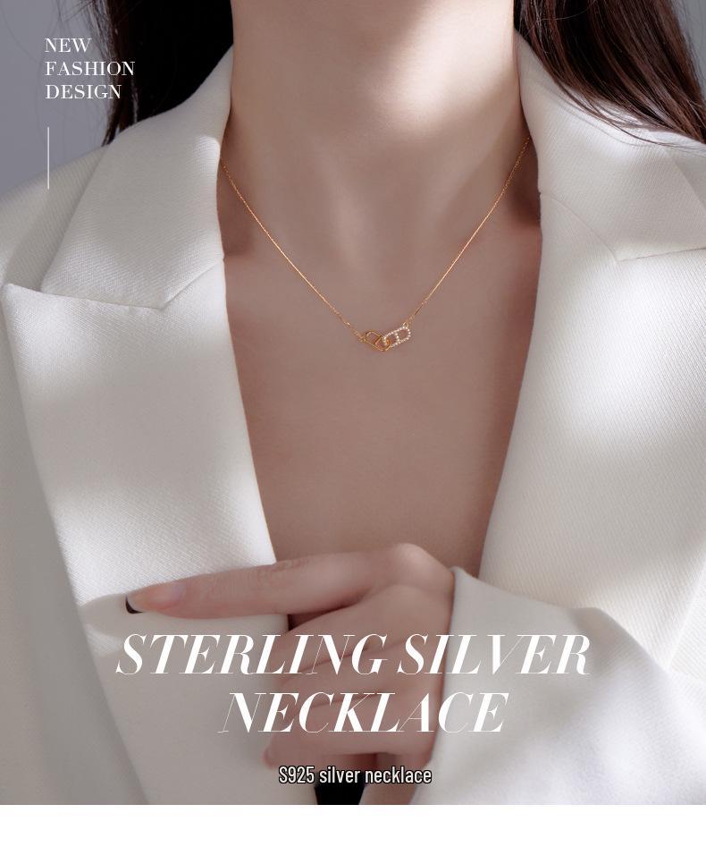 Banyan Tree S925 Silver Pig Nose Necklace: Gold-Plated, Micro Diamond, Fashionable Clavicle Chain for Women.