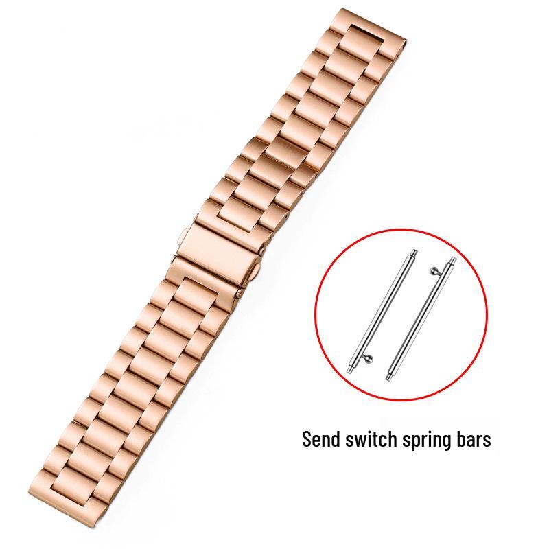 Universal Three-Bead Stainless Steel Watch Band for Apple, Huawei GT5, Smart, and Xiaomi iWatch