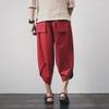 Men's Loose Fit 7-Point Linen Beach Pants - Thai Wide Leg, Casual Chinese Style Harem Pants Trends