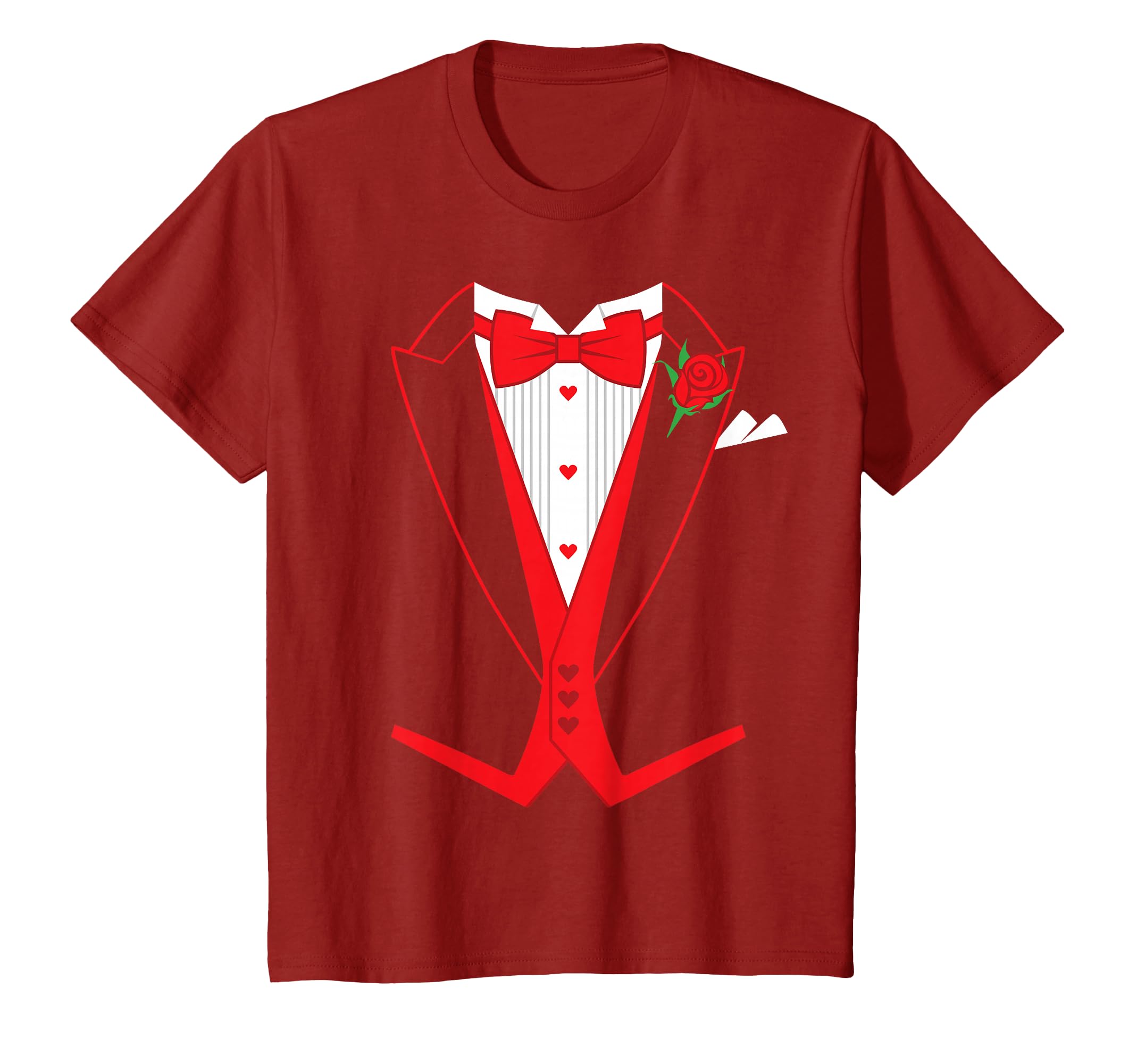 Valentine s Day Tuxedo Red Bow Tie Costume for Men T-Shirt
