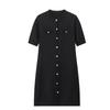 Elegant Knit Mini Dress Women Street Slim High Waist Short Sleeve Rib Sweater Dresses Vacation Bodycon Knitwear Dress