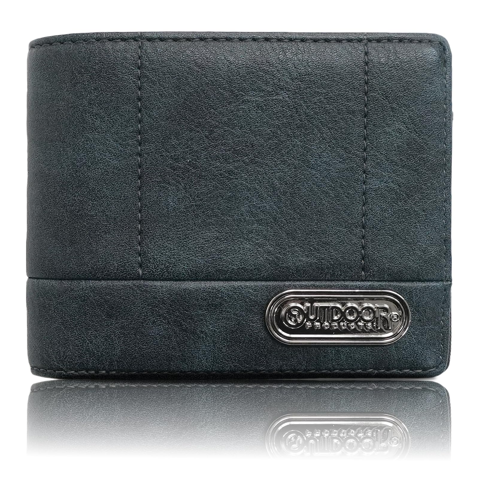 

Outdoor Products Bifold Wallet, Synthetic Leather, Card Slots, Bill Slots, Coin Purse, Stitching, Metal Plate, 22469124, Navy