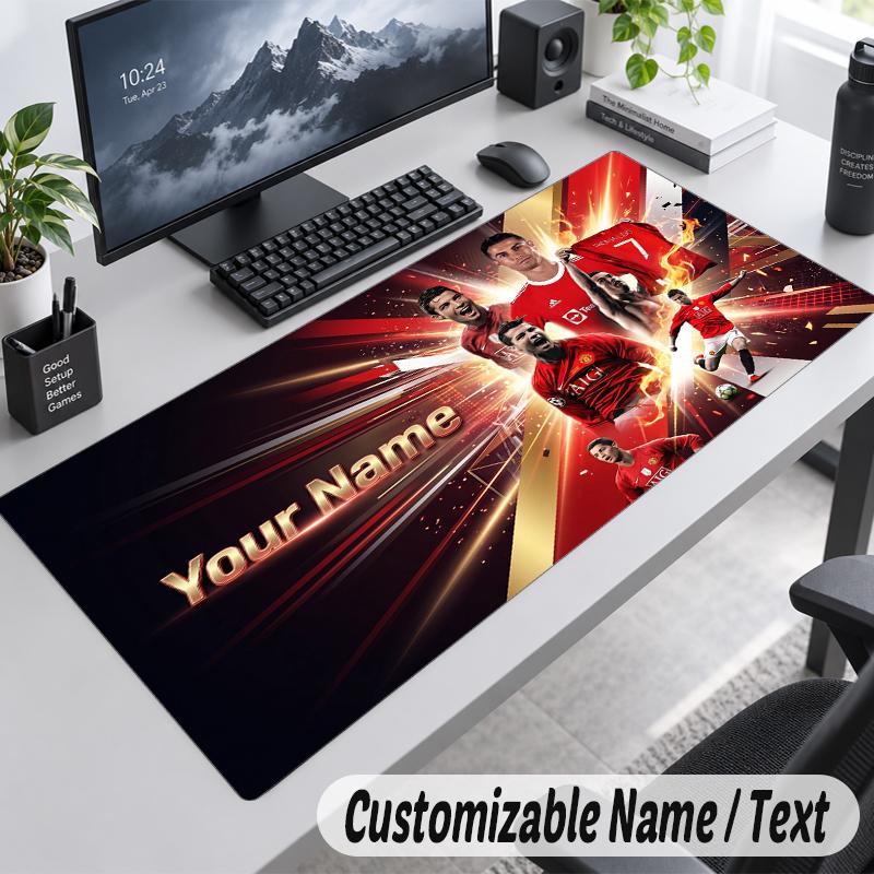 Benutzerdefinierter Namens-Text-Mauspad Cristiano Ronaldo Personalisierte Schreibtischunterlage Für Arbeit Und Gaming