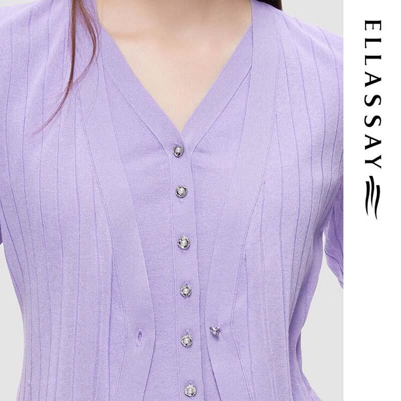 ELLASSAY Women's V-neck Knit Top