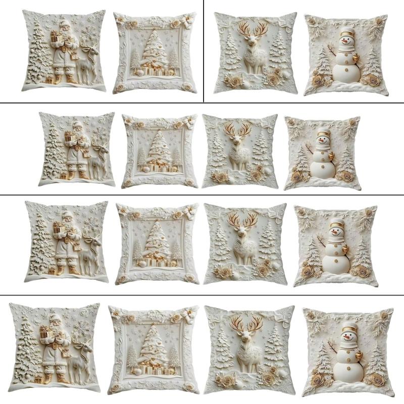 Soft Santa Christmas Pillow Cover For Festival Home Decoration And Holiday Couch Bedroom Accessories