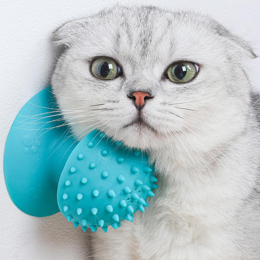 Suction Cup Cat Scratch Tickle Cat Comb Soft Wall Corner Massage Combs Scratcher Massage Brush for Long & Short Fur Kitten Cats