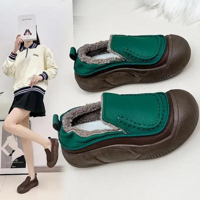 Chaussures Mocassins Décontractées Sport Hiver Femme Coton Plateforme Souple Antidérapantes Mocassins Mode Confort Chaud Peluche À Enfiler Chaussures Femme